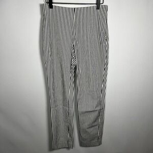 A New Day Pants Women Size 6 Stripe Straight Tapered Leg Side Zip Elastic Waist